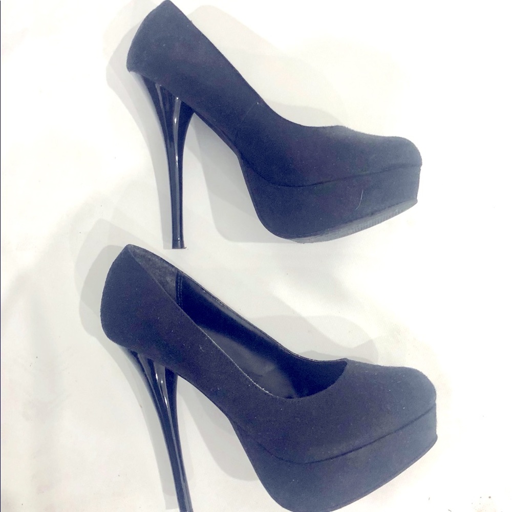 Charlotte Russe Faux Suede Black Platform Pump 6